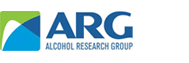 Logo featuring a stylized green and blue graphic next to the bold blue letters ARG and the words Alcohol Research Group in smaller blue text below.